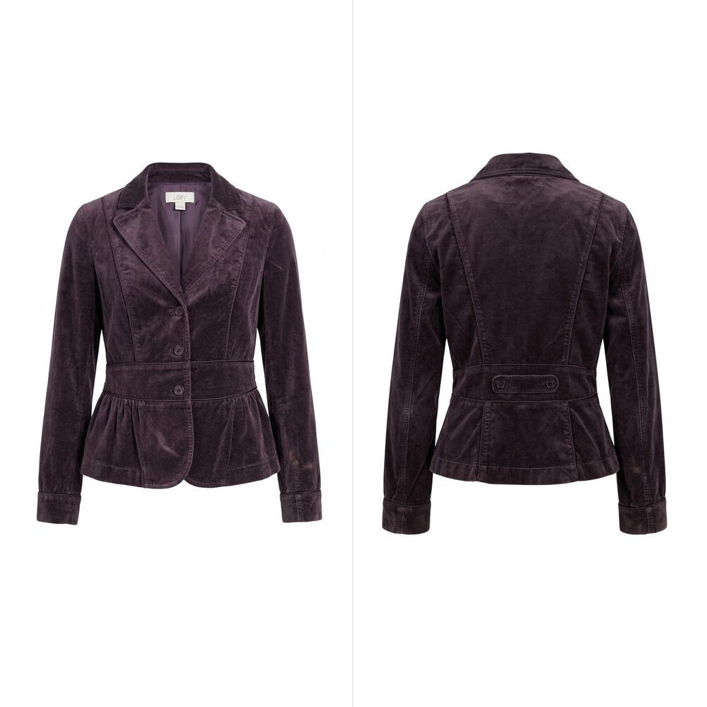 Ann Taylor Loft Purple Corduroy Peplum Blazer Jacket Women Size 2P